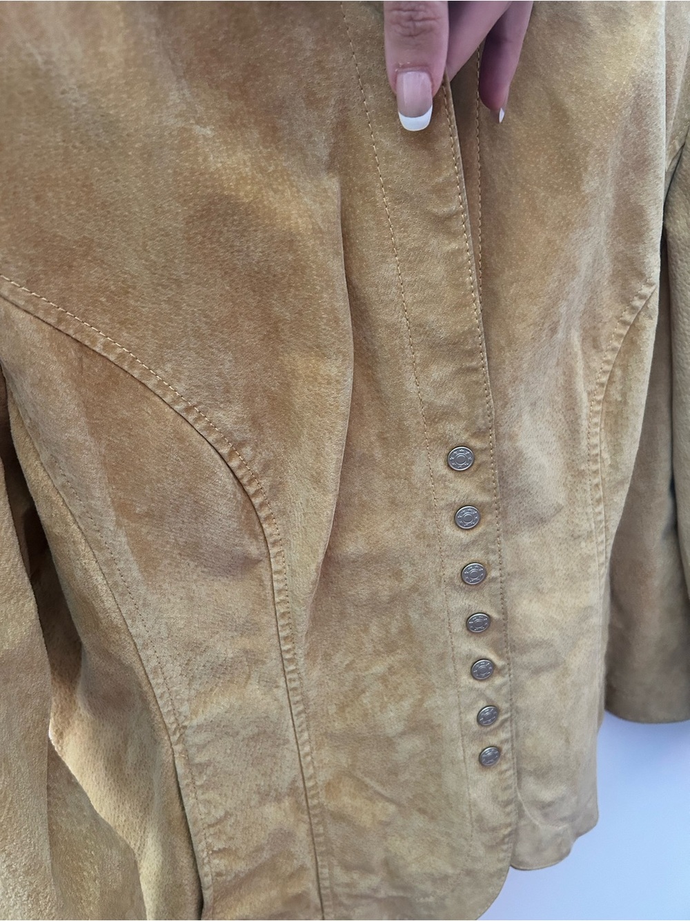 Vintage 100% Suede Leather Jacket Tan XL - Picture 3 of 5